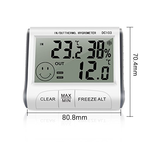 MIDWEC Thermo-Hygrometer Innenraum Temperatur und Luftfeuchtigkeit, Außen Temperatur mit Temperatur Sonde - 4