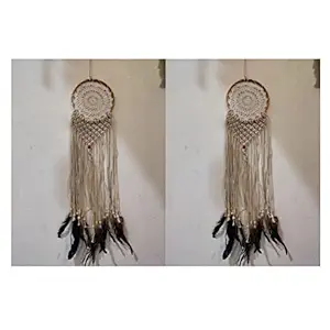 Shubh Enterprises Dream Catchers Wall Hangings For Home Decor Bedroom Livingroom Balcony Car Garden Party Cafe Handmade Dreamcatcher For Positivity Feathers Hanging Wall Decoration Items For Kids Room (Pack of 2, 8L x 30H Inches)