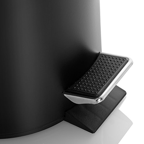 Mülleimer mit Deckel Klein für Wohnzimmer Badezimmer Runde Schritt Weiche Verschluss, Anti-Fingerprint, 1,3 Gallone / 5L (Schwarz) - 3