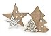 Produktbild Impressionata 2X Deko Figur Stern Tanne aus Holz braun weiß, 18x17cm, Weihnachtsdeko Holzdeko im Landhausstil für Weihnachten