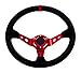 Price comparison product image STR 13" Rally/Drift/Race Steering Wheel, 2" or 3" Dish, Black/White/Blue/Red/Green/Silver/Gold (Red, 3")