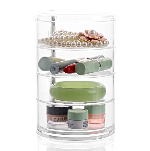 Schönes Leben* Acryl Kosmetik Organizer Kosmetik Aufbewahrungsbox Cosmetic Storage Box Transparent 4 drehbare Fächern für Haargummi, Nagellack, Schmuck Aufbewahrung - 5