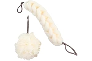 QIRUIRED Luffa-Duschschwamm 2er Set, Natürliche Netz Badeschwämme mit sanfter Peelingwirkung für Erwachsene (Beige)