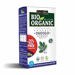 Indus Valley Bio Organic Indigo Powder, 100% Certified Organic, Triple-sifted & microfine powder, Cruelty-free & Vegan, Indigofera Tinctoria Powder for Natural Hair Coloring, Arrests Early Greying & Protects hair from Damage - (200g+50g)