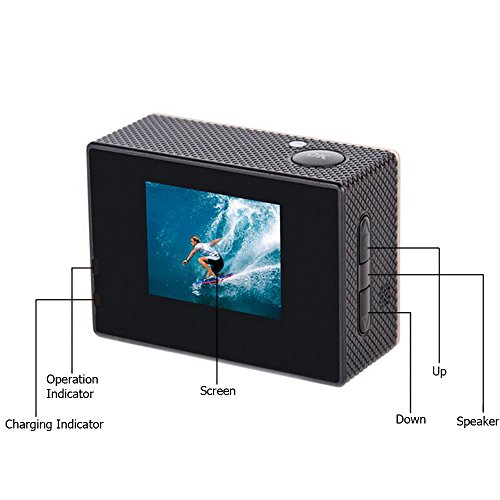 ONEU 1080P Action Sport Cam 2″ LCD 120° Objektiv Wasserdichte HD DV Kamera Helmkamera für Mountain Paintball Motorrad Skating Schwarz - 5