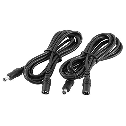 LitaElek 2x 5m DC 12V Câble d'extension avec adaptateur de fiche CC de 2,1mm x 5,5mm DC 0-36V cordon d'alimentation rallonge électrique mâle à femelle pour caméra CCTV, bande LED (5m, 2pcs, noir)