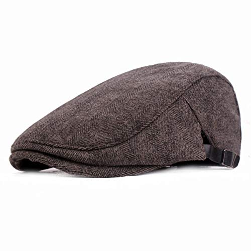 Winter Warm Cotton Flat Cap Gatsby Duckbill Hat Newsboy Ivy Irish Cabbie Scally Cap (Coffee)