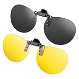 Ancho de vidrio: 5,3 cm. gafas de sol Clip de 2 piezas en gafas de sol polarizadas Flip Up contra luz Ideal para conducir de noche Mujeres Hombres Portadores unisex
