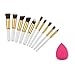 Imported 10pcs Face Contour Blusher Eyeshadow Lip Make Up Brushes Set + Powder Puff RS.395.00