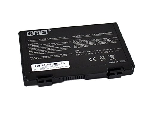 GRS Laptop accu mit 4400mAh/49Wh, 11,1V, Notebook Akku Asus X70, Asus K50ij, Asus K70, Asus K50, Asus X66, Asus X5D, Asus P50, Asus K51, Asus K40, Asus X87, Asus K61, Asus F52, Asus K7010, Asus K60, Asus X65, Asus P81, Asus X8A, Asus X5C, Asus F82, Asus X5E, Ersetzt Originalakku Bezeichnungen: A32-F52, A32-F82, L0690L6 - 3