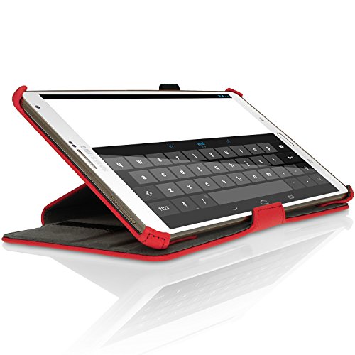 igadgitz Rot PU Ledertasche Hülle Cover für Samsung Galaxy Tab S 8.4″ SM-T700 mit Multi-Winkel Betrachtungs + Auto Sleep/Wake + Handschlaufe + Displayschutzfolie - 8