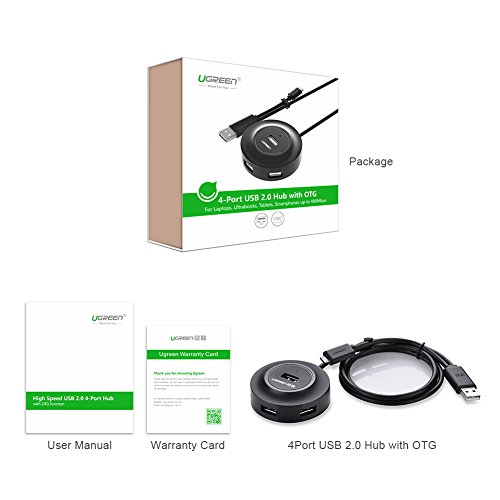 UGREEN 4 Ports Super Speed USB 2.0 HUB mit Micro usb 2.0 OTG On The Go ohne Netzteil Der ideale Begleiter für Laptops, Ultrabooks Tablet-PC und Smartphone Mit OTG Funktion Schwarz - 9