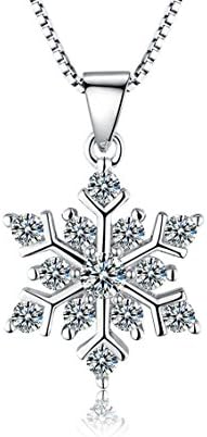 Snowflake Christmas Necklaces for Girls,ROTY 925 Sterling Silver 5A Cubic Zirconia