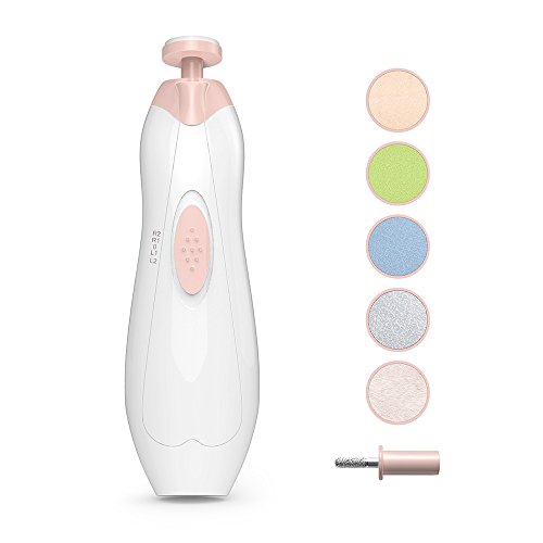 Baby Nagelknipser, Anjou Elektrische Baby Nagelfeile, sechs Feilaufsätze (sicheres Hautschützen, für nächtliche Benutzung) Weiß