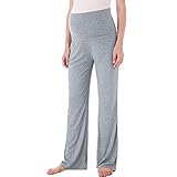 LOVELYOU Maternité féminine Pantalon Large Droit Pantalon de Grossesse Stretch Survêtement pour Femmes Enceinte (XL, Gris)