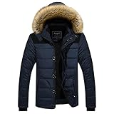 Newbestyle Homme Hiver Manteau Court Paragraphe Coton De Plus en Velours Chaud Manteau Parkas (Small, Bleu)