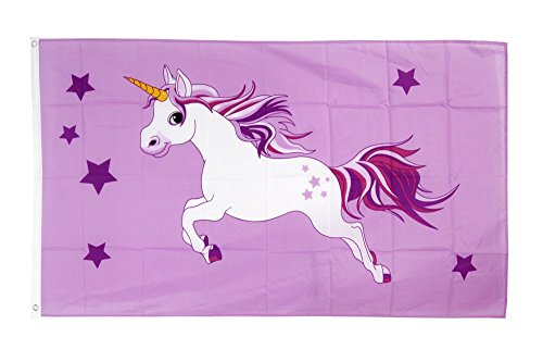 Fahne / Flagge Einhorn rosa + gratis Sticker, Flaggenfritze®