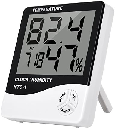 Hygrometer Thermometer Clock, Indoor 3-in-1 Digital LCD Display Screen Time Humidity Monitor with Temperature Gauge Humidity Meter