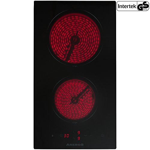 Arebos® Glaskeramikkochfeld 2 Platten Ceran Glaskeramik autark Kochfeld Sensor Touch