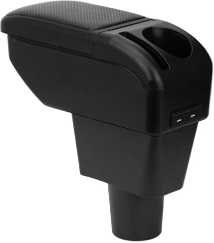 Accoudoir Central Pour Hyundai I10 (2007-2019) - Double Rangement, Porte-gobelets, Cuir PU Confortable - Noir - 4