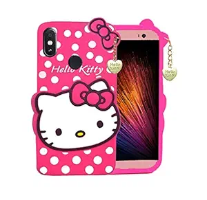 Woozy  Girls Hello Kitty Silicon Back Cover with Pendant for Mi Redmi Note 5 Pro (Pink)