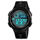 WATCH GYQ@ Im Freien Schrittzähler Kompass Stoppuhr Countdown leuchtende elektronische Uhr,Black