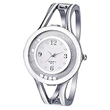 Republe Frauen-Dame-Mädchen Runde Strass runde Uhr Legierung Fall Bügel-Verstärkung Klar Glasplatte