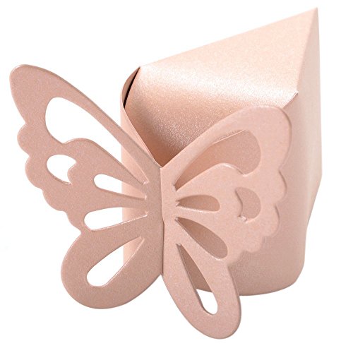SODIAL(R) 50 Pcs Butterfly Favor Gift Candy Boxes Cake Style for Wedding Party Baby Shower