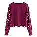 Produktbild Damen Bluse,Geili Frauen Herbst Elegant Perlen T Shirt Damen Langarm Rundhals Bluse Sweatshirt Lose Crop Top Oberteile