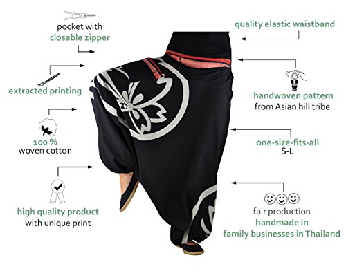 virblatt Haremshose mit traditionellen Webereien UNISEX Einheitsgröße S – L Aladinhose mit Lotusblumenmuster alternative Kleidung- Besonders - 7