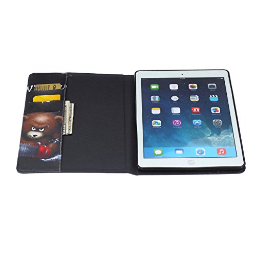 iPad Air Hülle, Deenor Bunt Painting und Stilvoll Brieftasche Tasche PU Leder Flip Protective Stand Tasche Schutzhülle Hülle für Apple iPad Air (2013 Version).[Chainsaw Bear] - 7