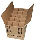 Extra starke Griffe 25 Stück Gläserkartons Flaschenkartons Umzugskartons Geschirrkarton 2-Wellig 15 Fächer von A&G-heute