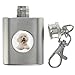 Price comparison product image Bichon Frise Dog Image Miniature Brushed Steel 1oz Flask Keyring