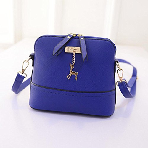 Loveso-Taschen Damen elegante Neuer Frauen-Kurier-Beutel-Weinlese -Kleine Shell-Leder-Handtasche Umhängetasche_Blau - 4
