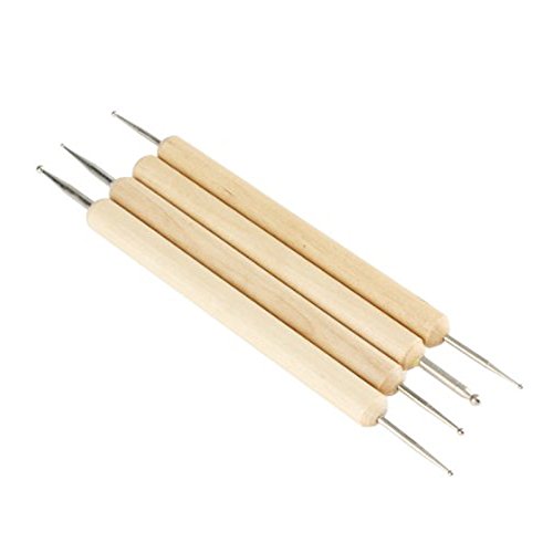 Gravur Messer - SODIAL(R) 4Stk. Modellier-Werkzeug Ball Griffel Werkzeug Zum Praegen Muster Ton Bildhauerei