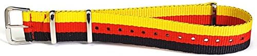 AblexNylon Military Watch Strap Multi Colour Strip (18mm, (Black,Red,Yellow))