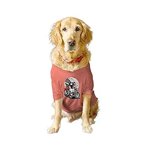 Ruse Basic Crew Neck Cafe Racer Helmet Printed Half Sleeves/Apparel/Clothes/T-Shirt Gift for Dogs.Salmon/Small (Apso, Shih Tzu etc.)