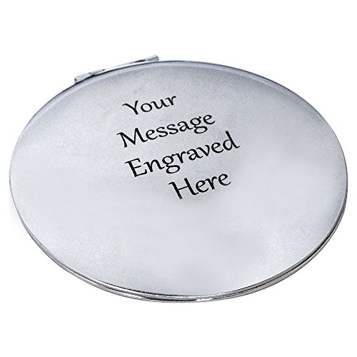 Round Shape Personalised Compact Mirror, Engraved with a Message of your Choice