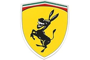 vlandho 1 Pcs en Aluminium Créatif Drôle Humour Parodie Prank Autocollant pour Ferrari Ane Logo Emblème Badge en Métal De Voiture Styling Autocollant Decal   Gauche