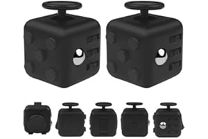 Rseuphiee 2 Pezzi Cubo Anti-Stress, Ansia Relief Giocattoli con 6 Diverse funzioni, Anti-Stress Alleviare la tensione e lo stress per Adulti e Bambini (Nero)