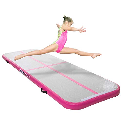 Preisvergleich Produktbild Große aufblasbare Airtrack Tumbling-Matte: Extra-dicke breite Gymnastikmatte für Gymnastik und Fitness-Sport - rutschfeste zusammenklappbare Turnmatte inklusive Luftpumpe und Tragetasche - 300x90x10cm