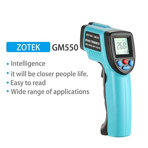 Preisvergleich Produktbild GGkdalio ZOTEK GM550 Vier-Knopf-Handheld Berührungslose Digitale Infrarot-Thermometer Laser-Temperatur-Gun-50 ~ 550 LCD-Hintergrundbeleuchtung (Farbe: Blau)