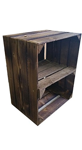 2 Stück geflammte Holzkisten – Weinkisten – Obstkisten mit Zwischenregal von Cronenwerth - 8