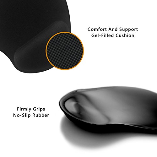 iVoler Mauspad mit Handauflage aus Gel Ergonomisches Office Komfort Mousepad Gelkissen Maus Pad zur Entlastung des Handgelenk, Rutschfeste Gummi Unterseite für Computer, PC und Laptop – Schwarz - 3