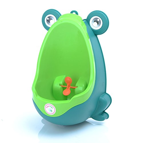 Babyhugs - Cute Frog Potty Toilet Training Pee Trainer Urinal for Boys with Whirling Windmill Wheel Target Toy - Green