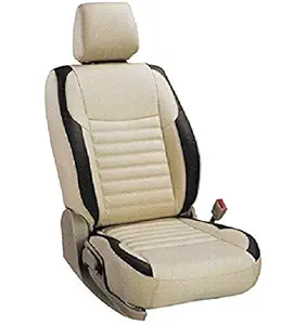 Khushal Leatherite Front and Back Car Seat Cover Set for Hyundai Santro (KS056HSANTRO) New Xing - 2012 to 2015- Beige/Black
