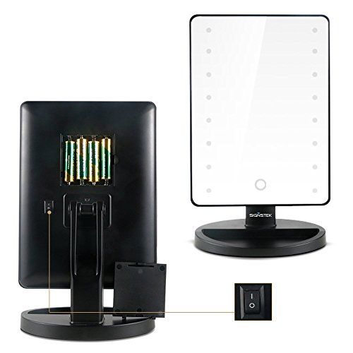 Signstek 16 LED batteriebetriebene Kosmetikspiegel 10 X Vergrößerungsfleck drehbar Schminkspiegel mit Beleuchtung für Make up, Schwarz - 5
