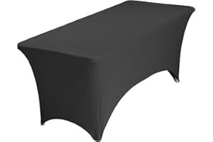 ZeriTlolen Nappe de table en élasthanne [1,2 m, Noir] Ajustée, élastique, pour massage, lavable et résistante aux plis, couverture de table rectangulaire extensible pour patio, mariage, banquet