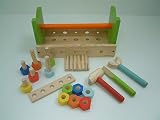 Werkzeugkasten mit Zubehör / 23-teilige Tischwerkbank aus Holz / Maße: 30 x 14 x 15,5 cm / für Kinder ab 2 Jahren geeignet - 4