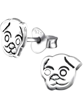 Laimons Kids Kinder-Ohrstecker Kinderschmuck Hund Boxer glanz Sterling Silber 925